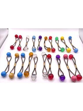 20 GOODY Vintage Ponytail Holders Twin Beads Medium Knocker Balls Hair Ties #3